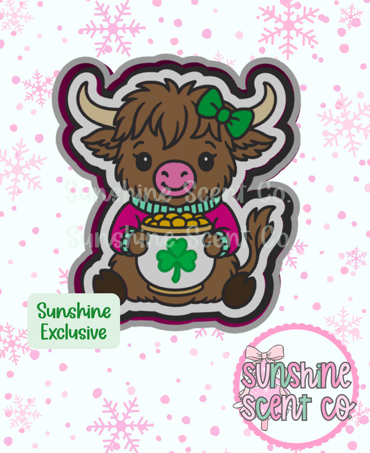 Lucky Highland with Pot of Gold Freshie Mold