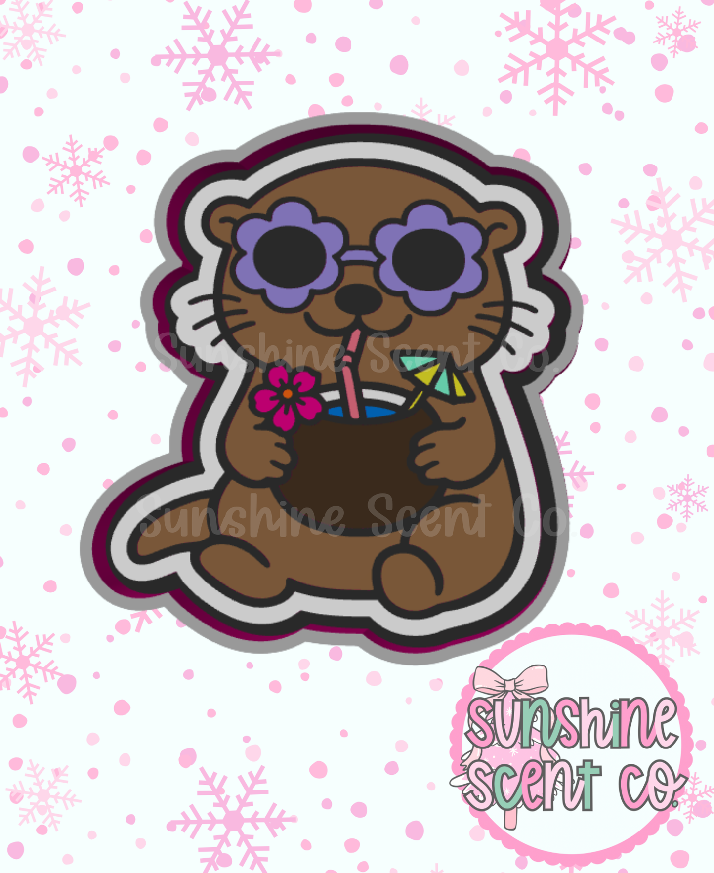 Summer Otter with Coconut Drink Freshie Mold