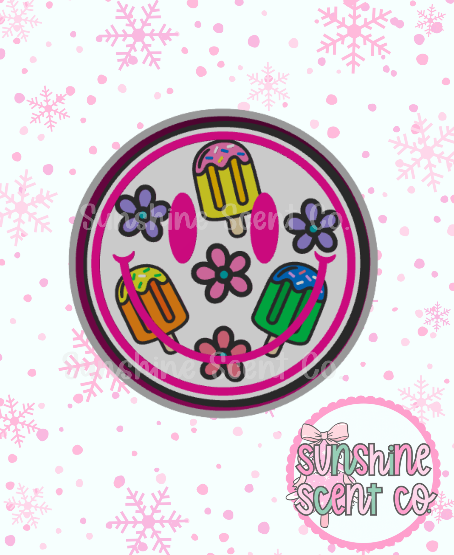 Floral Popsicle Happy Face Freshie Mold