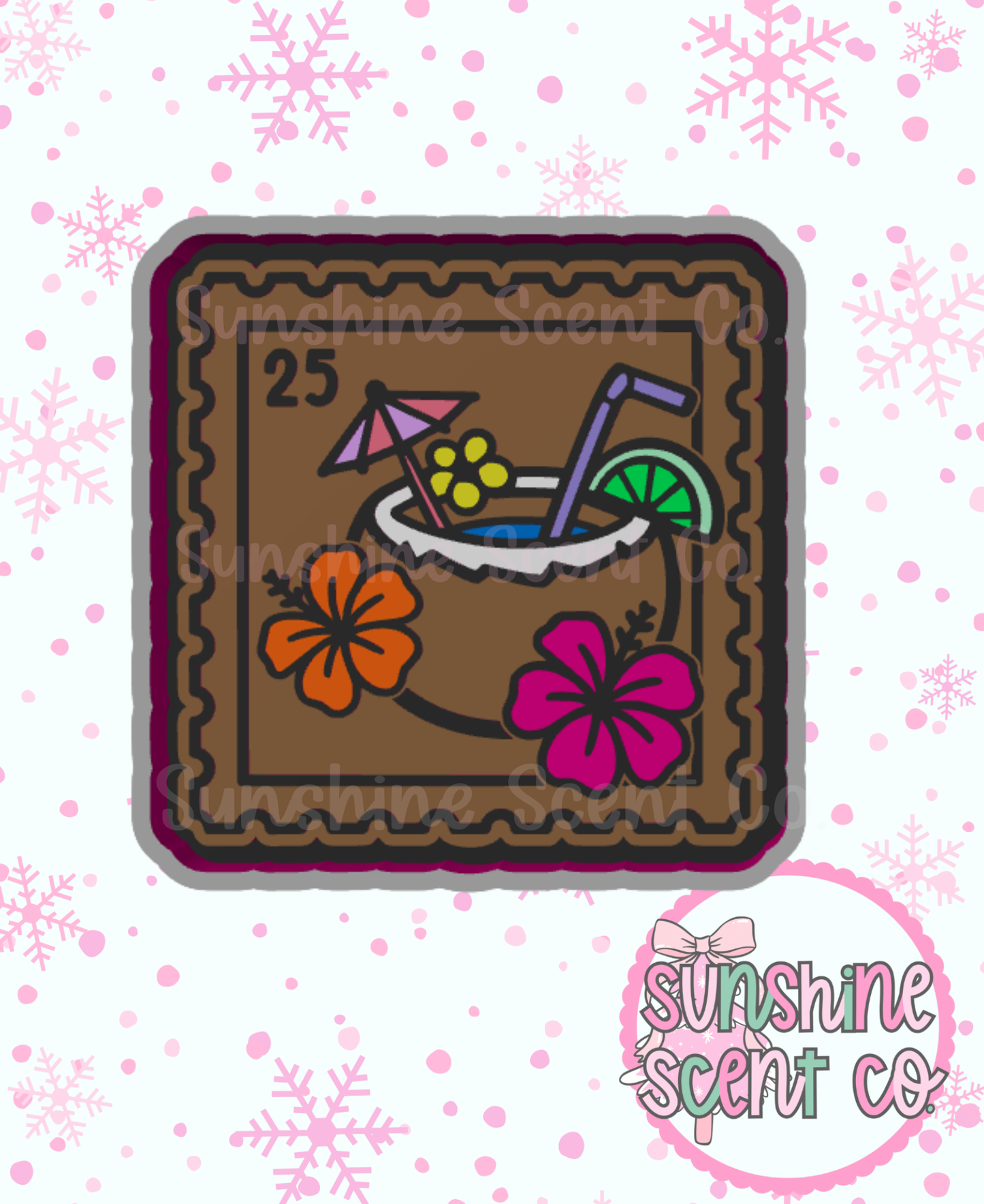 Coconut Drink Postage Stamp Freshie Mold