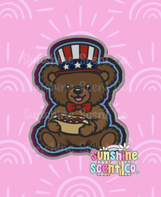 Patriotic Bear Holding Hot Dog Freshie Mold