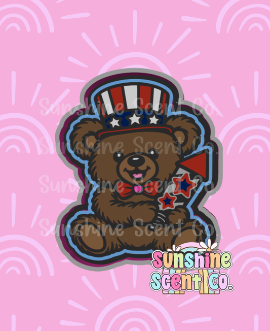 Patriotic Bear Holding Firecracker Freshie Mold
