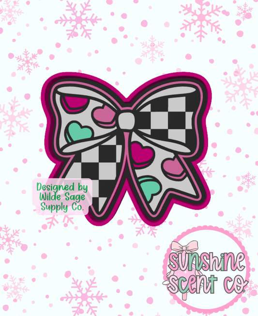 Checkered Bow with Candy Hearts Freshie Mold
