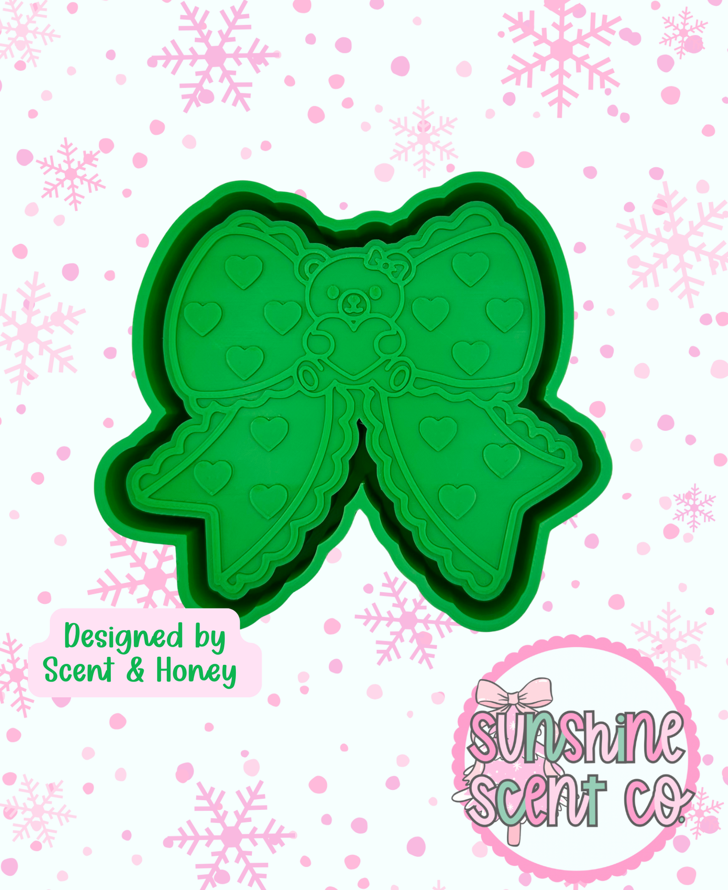 Bear holding Heart Bow Freshie Mold