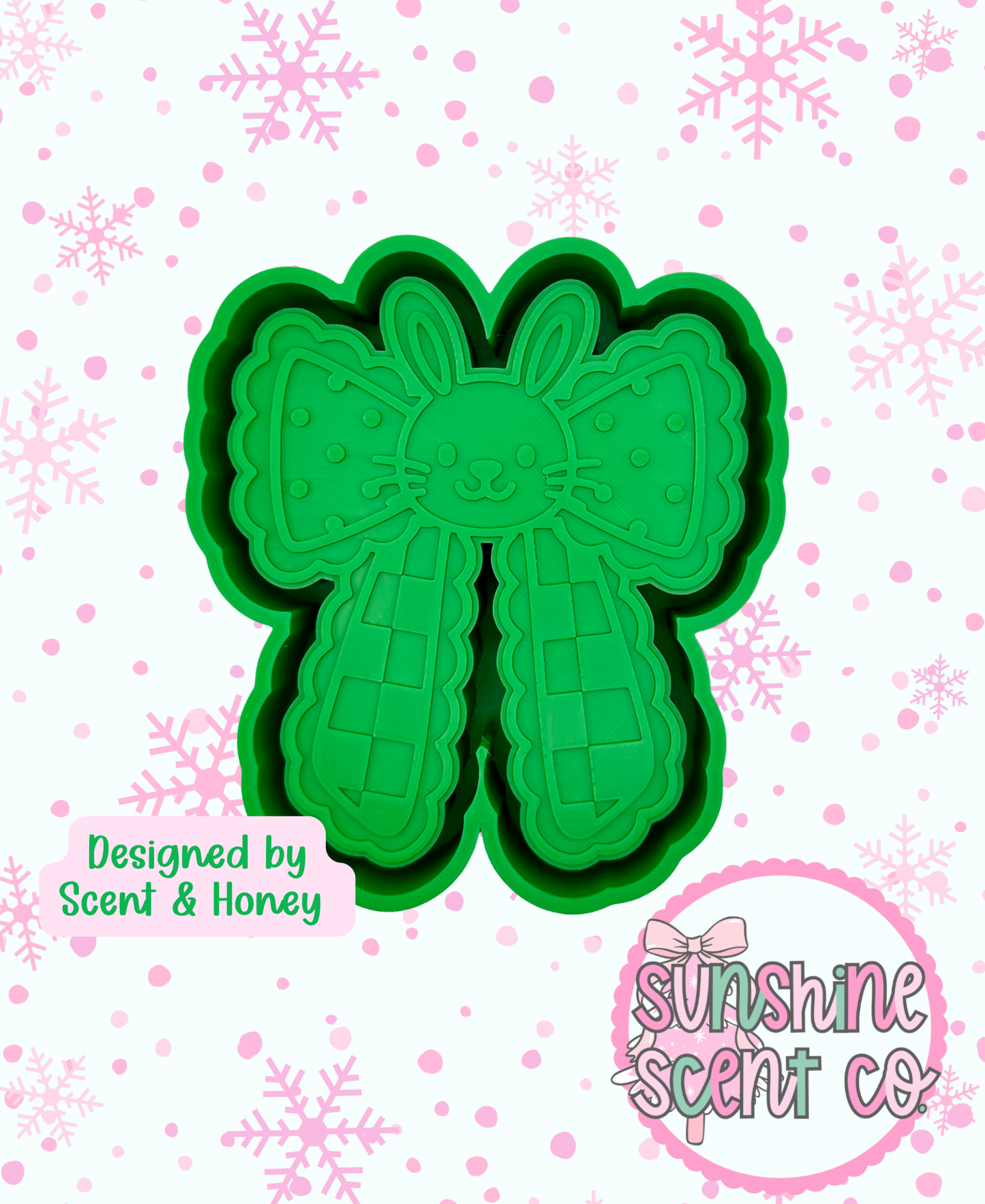 Checkered Bunny Bow Freshie Mold