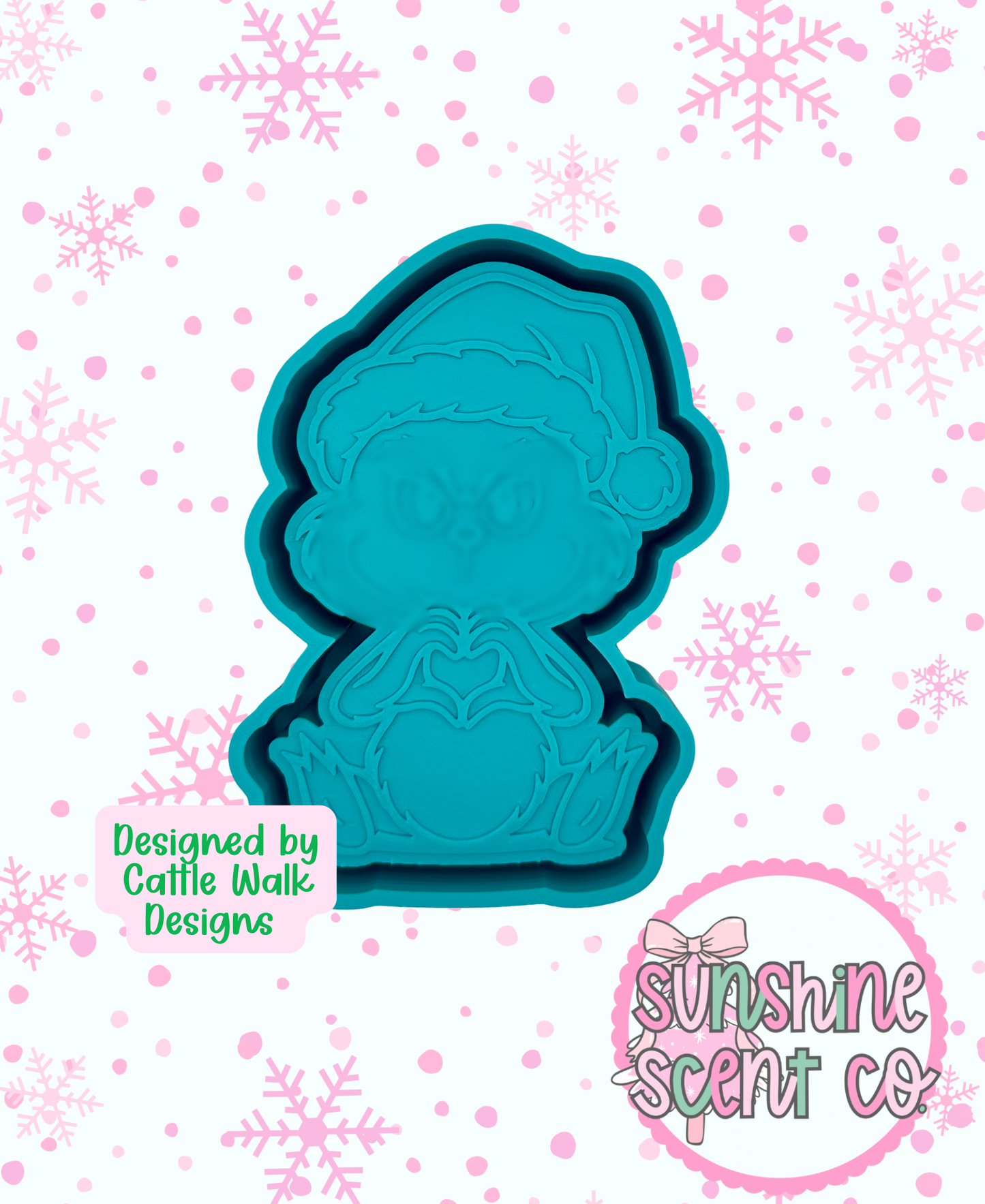 Grumpy Santa Hand Heart Freshie Mold