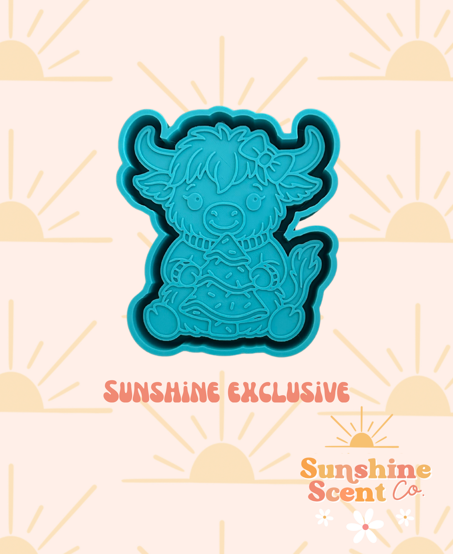 Highland Cow Holding Tree Cake Freshie Mold