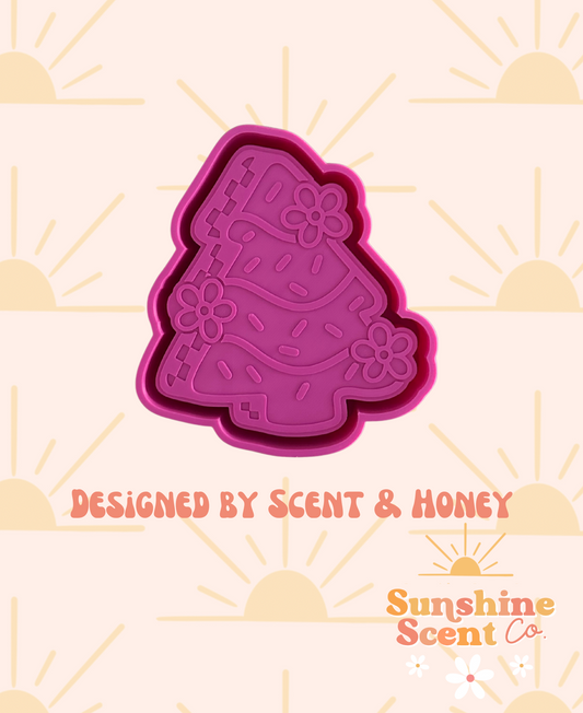 Floral Checkered Tree Cake Freshie Mold