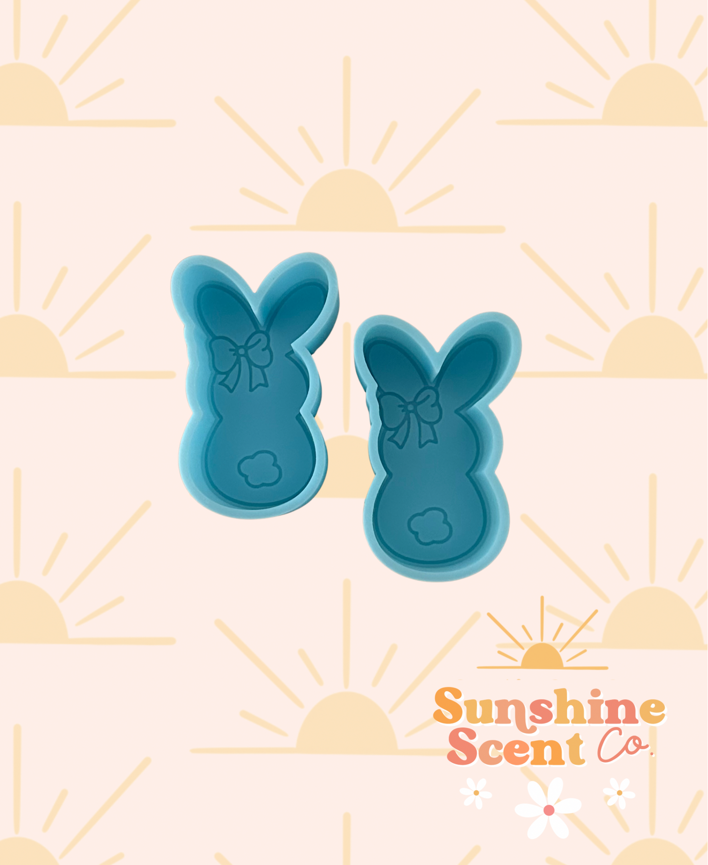 Bunny butt with Bow Vent Clips Silicone Freshie Mold- Set of 2