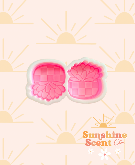 Checkered Round Succulent Silicone Vent Freshie Mold
