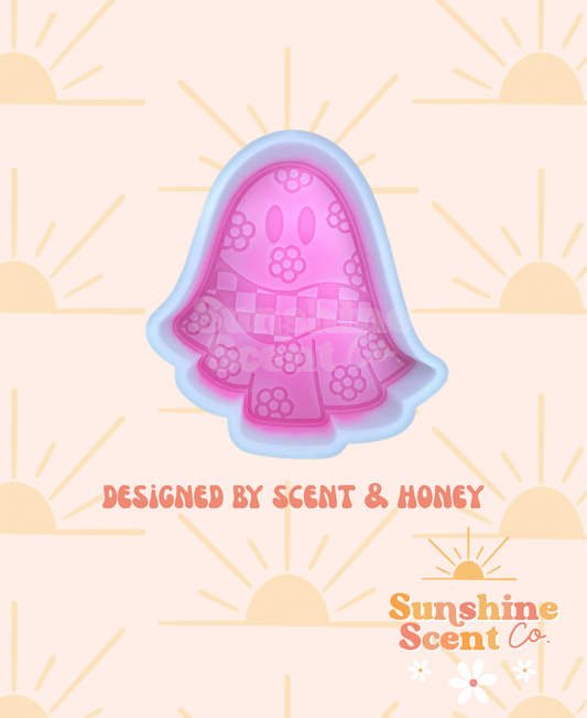 Checkered Floral Ghost Freshie Mold