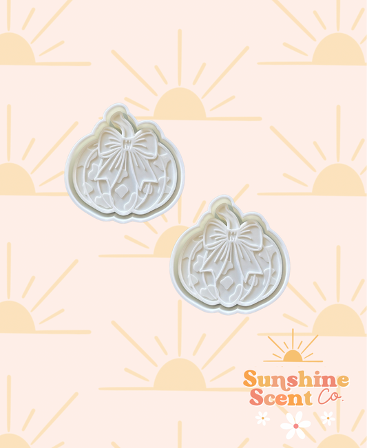 Cow Print Pumpkin With Bow Vent Clip Freshie Molds- Set of 2