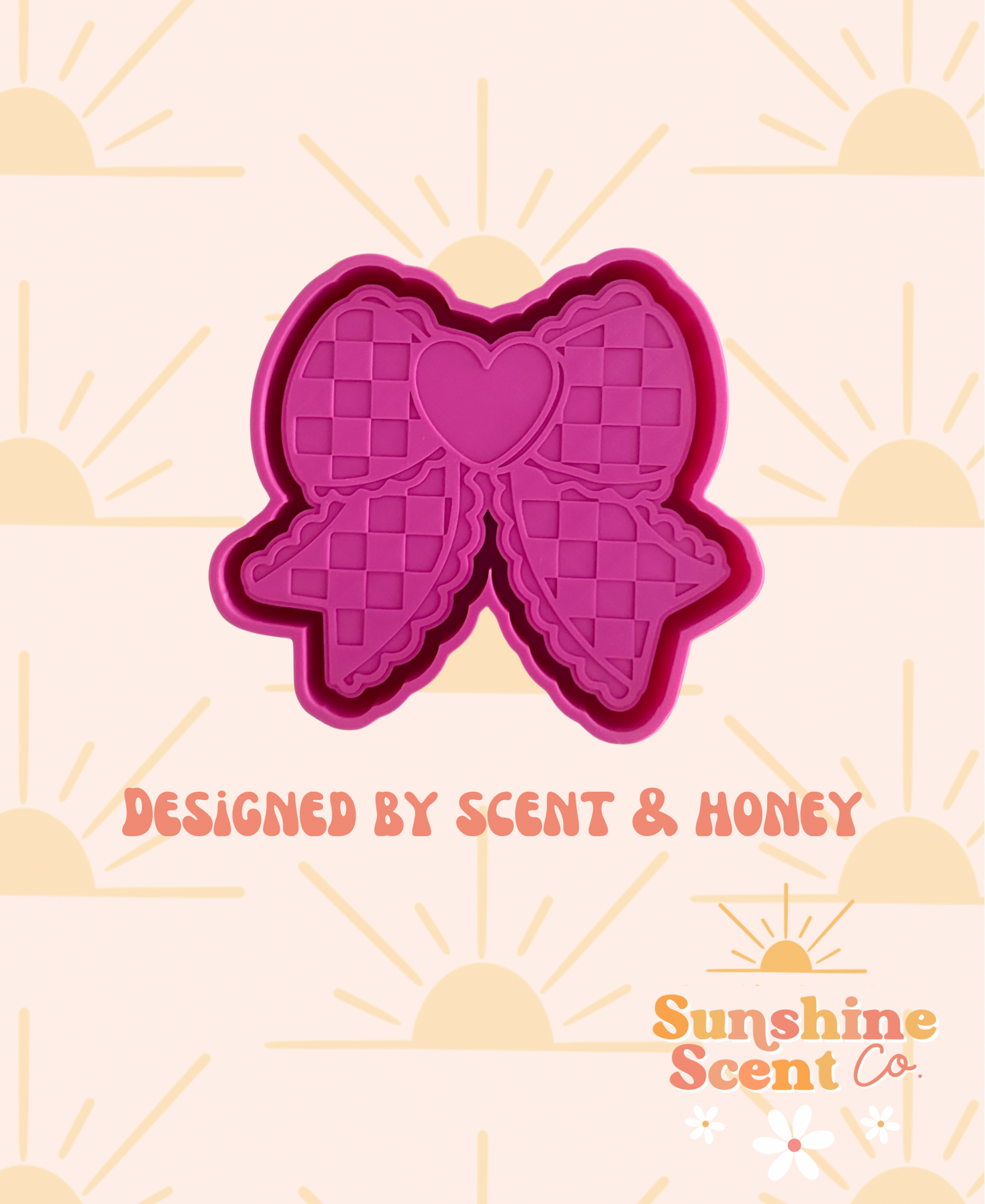 Checkered Heart Bow Freshie Mold