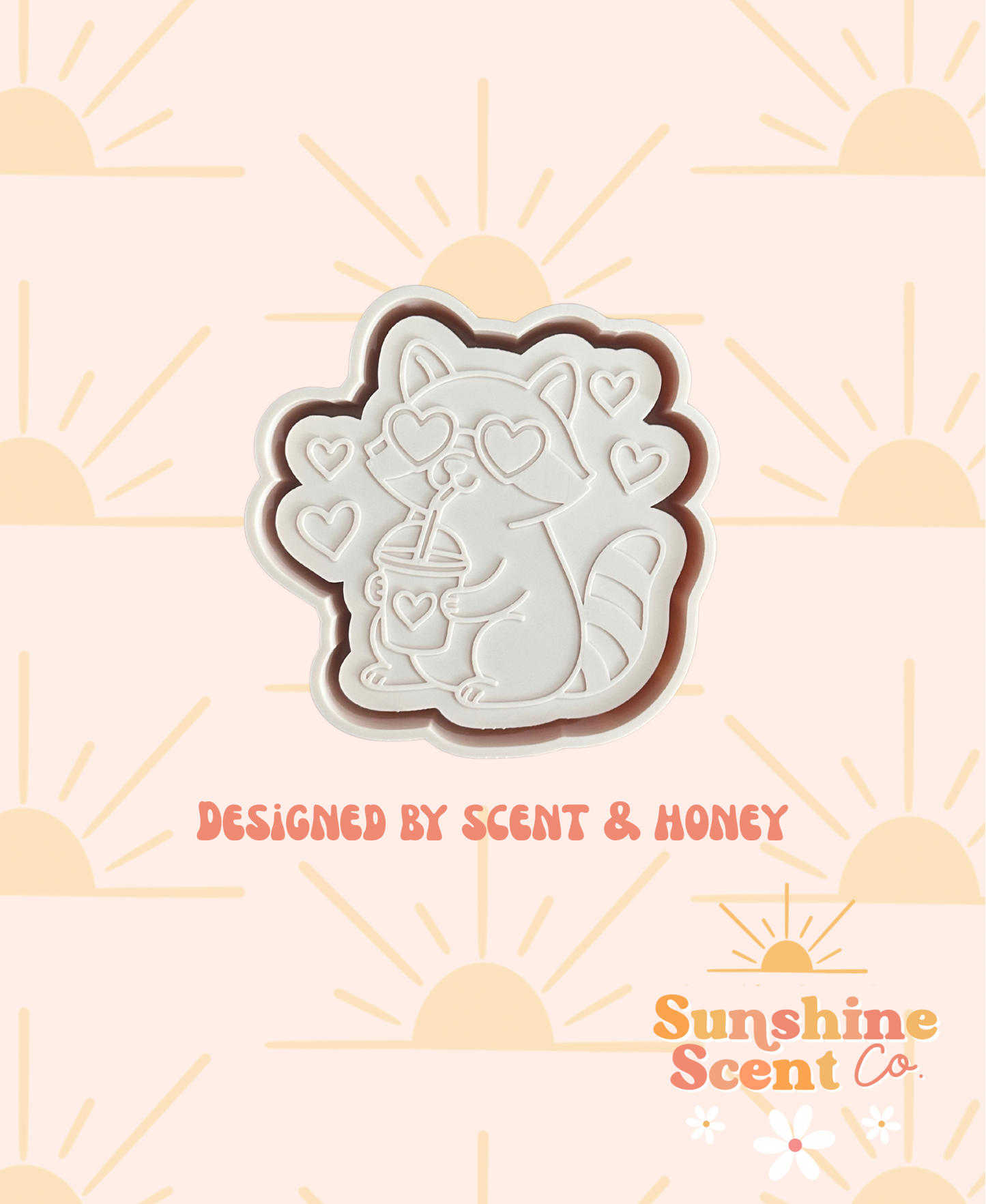 Valentine Raccoon holding Coffee Freshie Mold