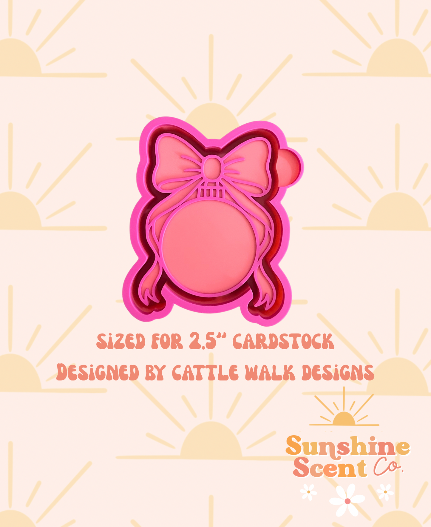 Ornament with Bow (Fits 2.5” cardstock) Freshie Mold