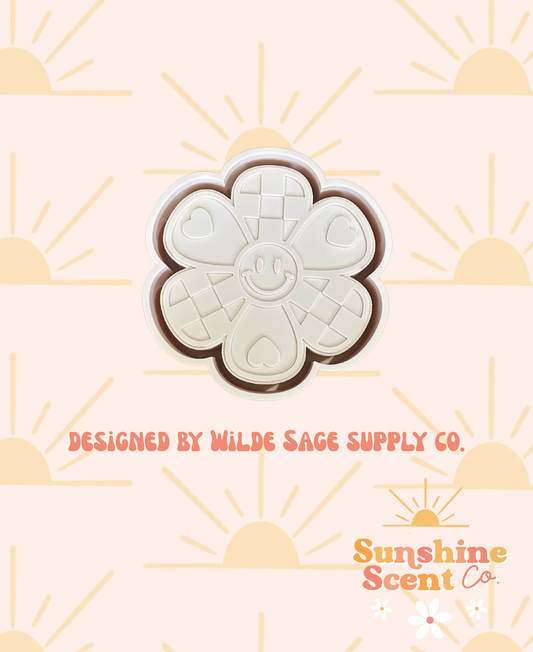 Checkered heart happy flower Freshie Mold