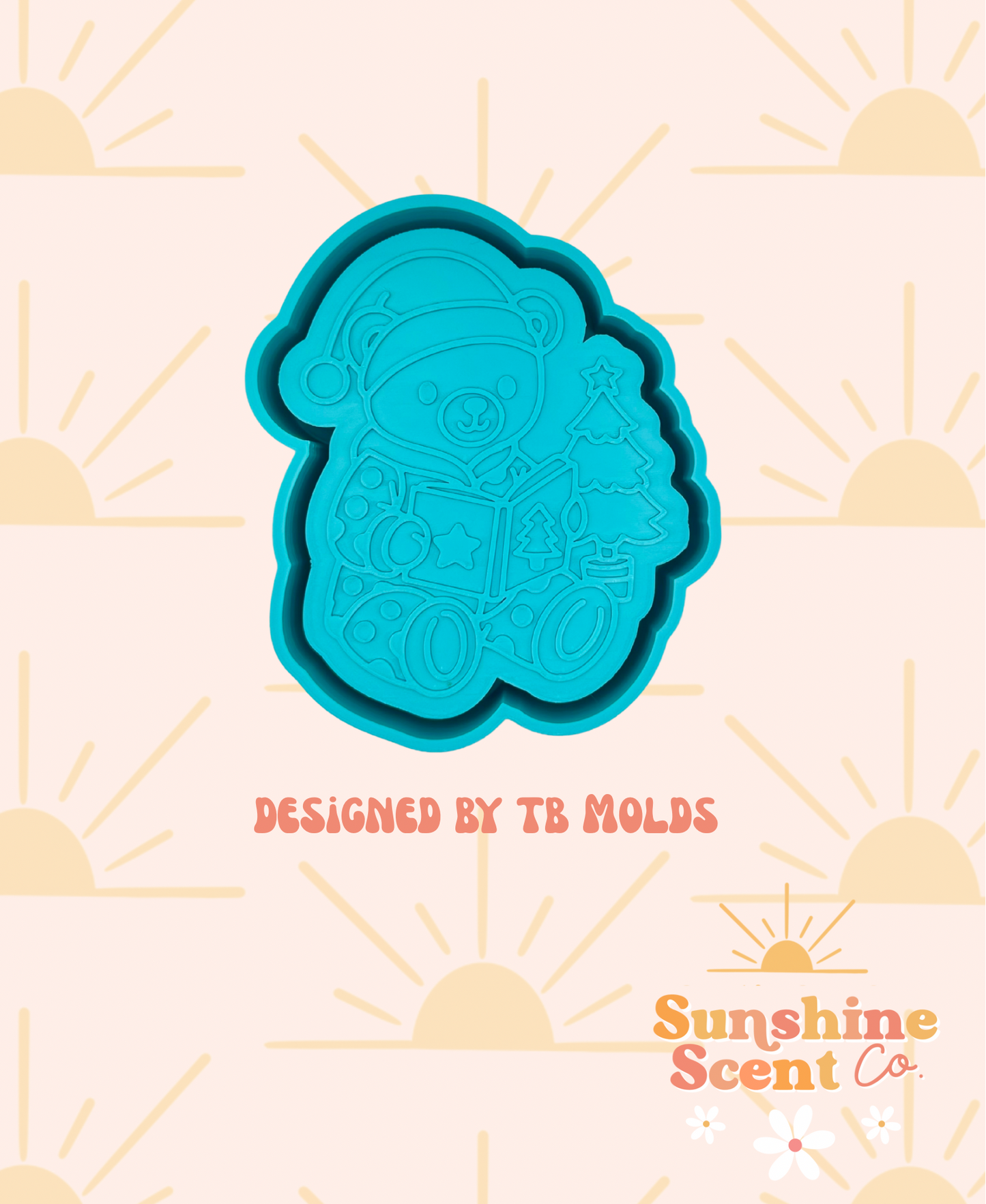 Reading Christmas Teddy Bear Freshie Mold