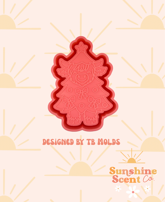 Highland Cow Bow Christmas Tree Freshie Mold