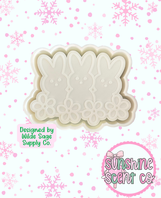 Marshmallow Bunnies with Flowers Freshie Mold