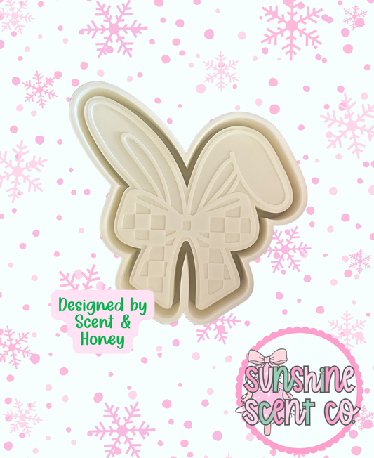 Bunny Ears with Checkered Bow Freshie Mold