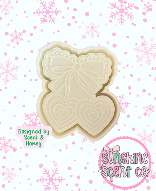 Groovy Heart Cherries with Lace Bow Freshie Mold