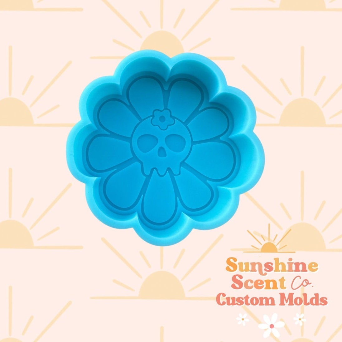 Retro Flower Skull Silicone Freshie Mold